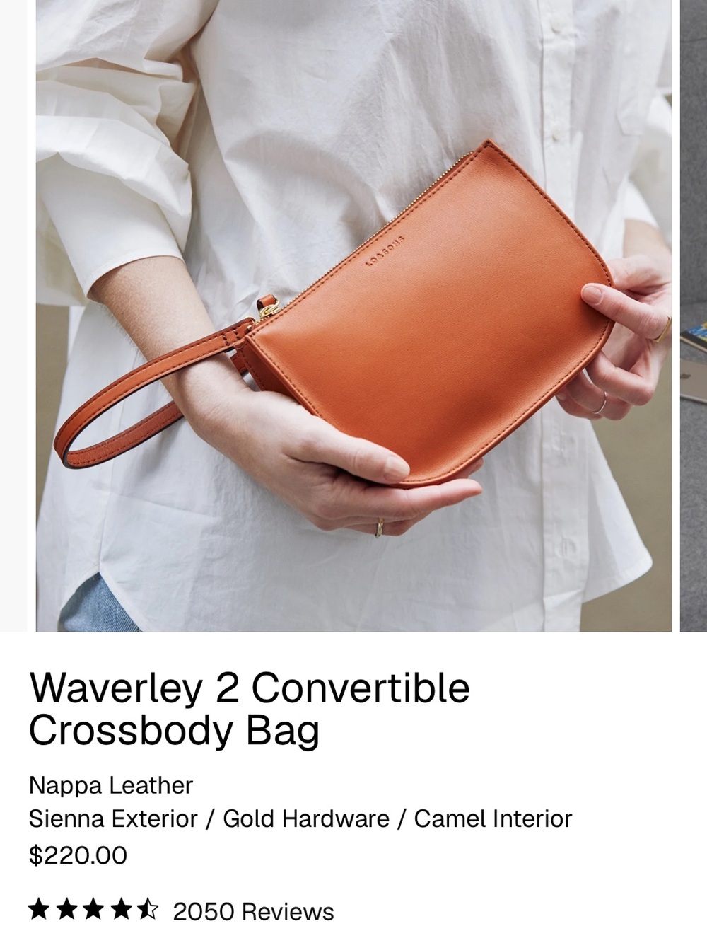 Lo & Sons Waverly Small Crossbody Bag in Sienna/Gold/Camel - Picture 8 of 10